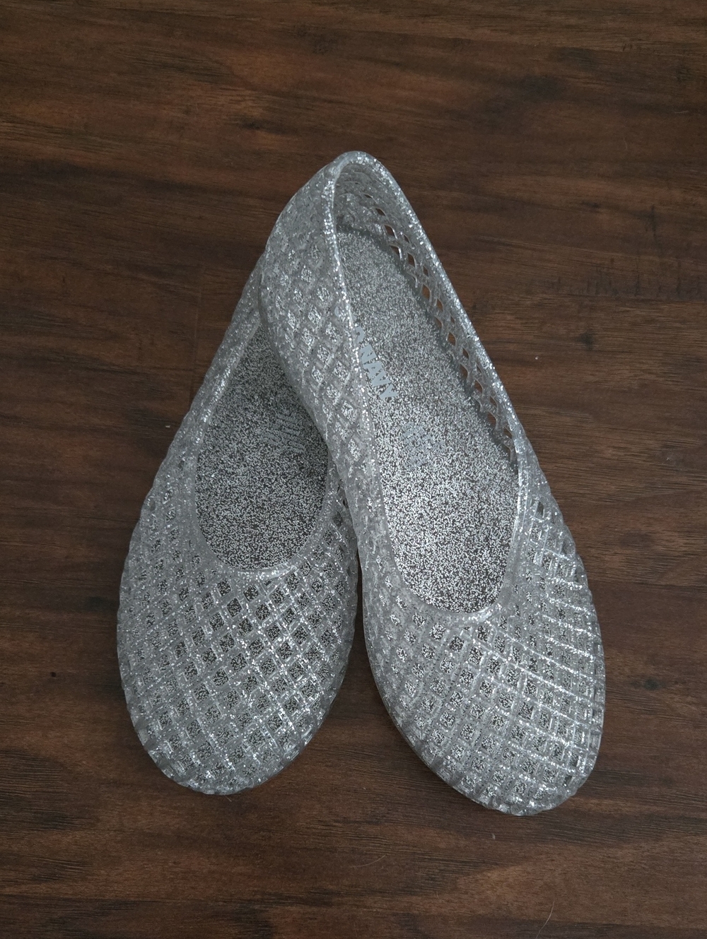 Old Navy Silver Glitter Jelly Ballet Flats 2